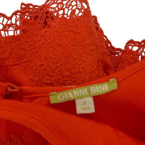 GIANNI BINI CORAL SPAGHETTI STRAP EMBROIDERED ROMPER - Picture 6 of 16